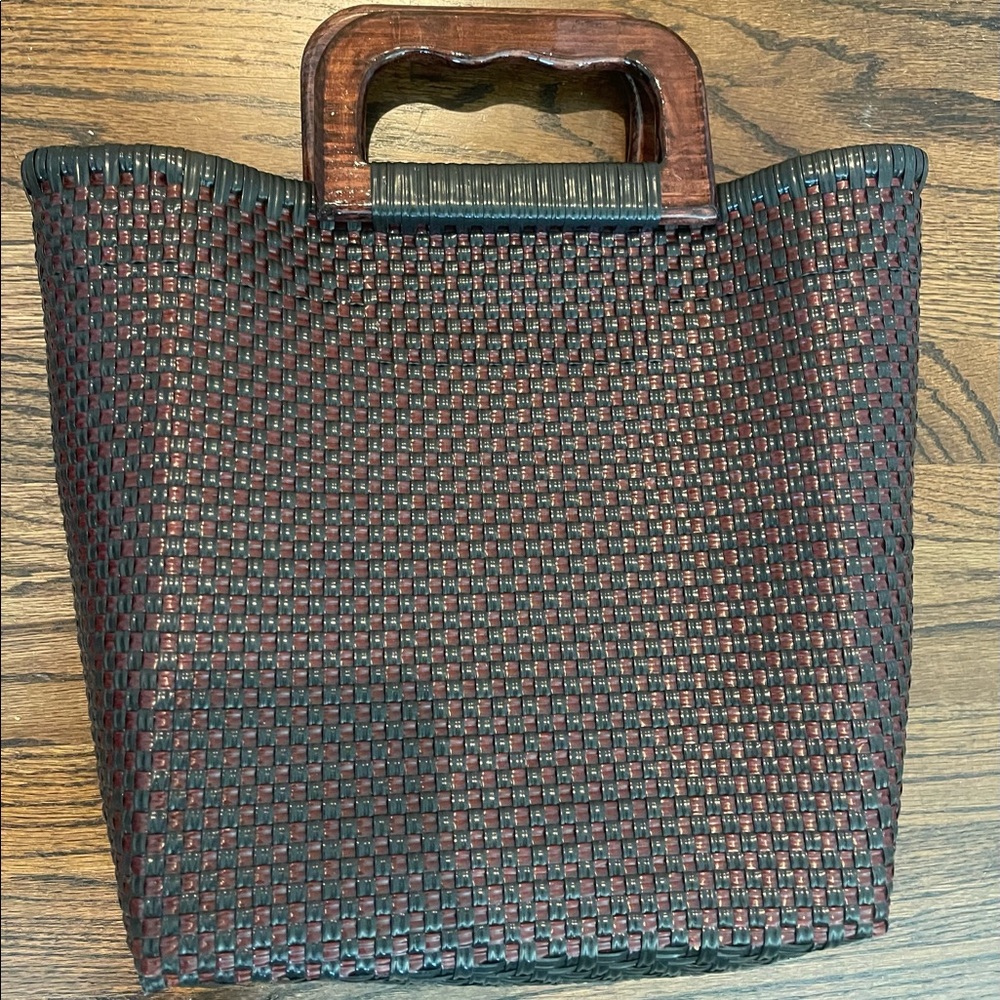 Handmade Tote Bag with Wooden Handle Custom